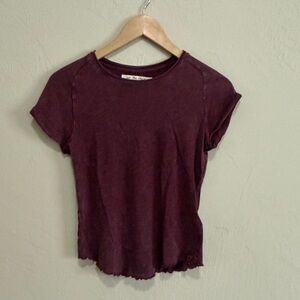 Free People/We The Free Be My Baby Deep Burgundy Tee. Excellent Condition!